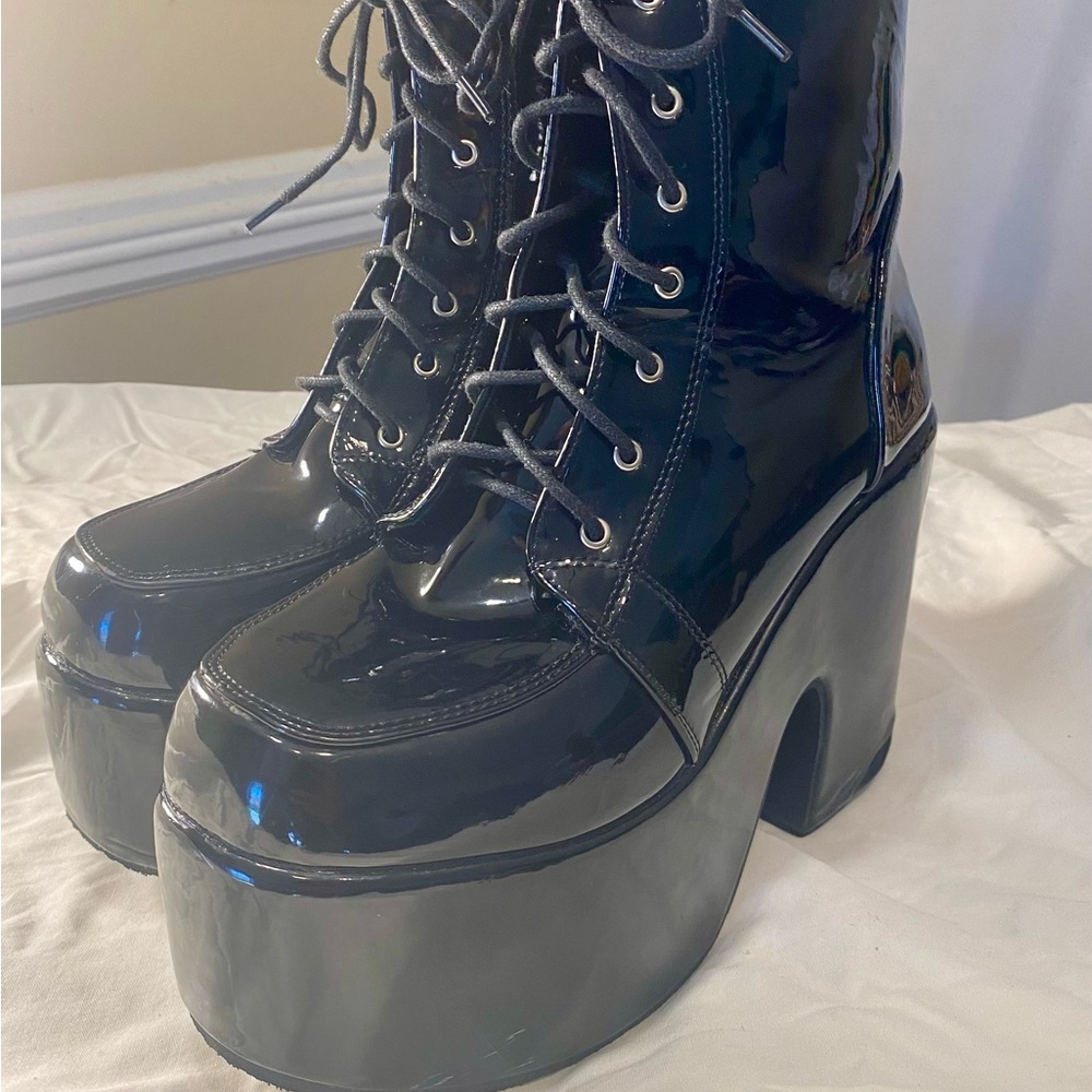 Black Platform Lace-Up Boots